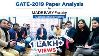 GATE 2019 Paper Analysis by MADE EASY Faculty | Mechanical Engineering