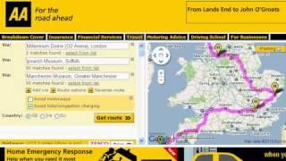 Using the AA Route Planner for Planning a UK Road Trip