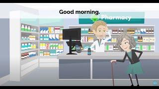 I need medicine. Do you have a prescription? Pharmacy vocabulary. English drugstore dialogues