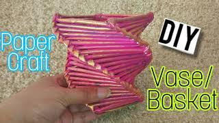 Paper Pen Stand || Paper Basket || Paper Tube Weaving Crafts || Easy Paper Craft