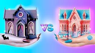 One Colored House Challenge! Mermaid vs Vampire!