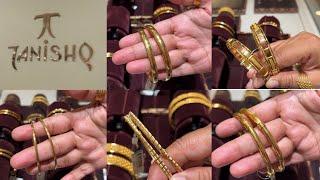 Tanishq daily wear gold bangles 22kt in lightweight with price and weight | Tanishq simple bangles