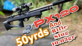 PX120/PX120 ACCURACY TEST AT 50YRDS WITH RIFLE SLUG SERIES 10.03gr .177 Cal||THE AIRGUNNER