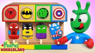 Pea Pea try Superhero Ice Cream Vending Machine - Pea Pea best games compilation - Cartoons for Kids