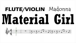 Material Girl Madonna Flute Violin Sheet Music Backing Track Play Along Partitura