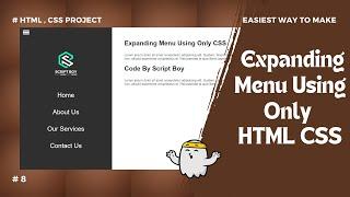 Expanding Menu Using CSS | Side Menu with Html & CSS | Navigation | #sidemenu