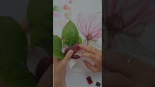 How to paint UNIQUE magnolia with watercolor layered technique! #art #watercolortechnique #relaxing