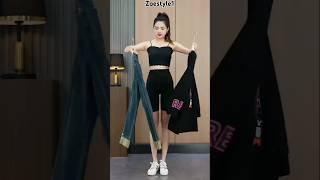 Women's Fashion Off Shoulder Denim Jacket + High Waist Loose Jeans 2 Piece Sets Autumn@ZoeStyle1