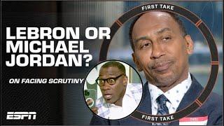  LAUGHABLE!  Stephen A. RIPS Shannon Sharpe’s LeBron vs. Michael thoughts! | First Take