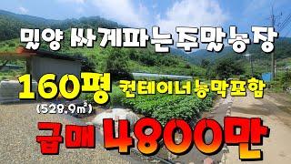 (NO.396)*급매*밀양물철철계곡접한싸게파는주말농장 컨테이너농막포함 급매매4800만 #밀양부동산 #밀양촌집매매 #밀양전원주택매매 #밀양토지매매 #밀양땅매매 #밀양주말농장매매