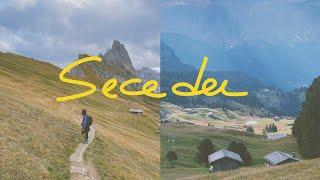 hiking the seceda, dolomites in autumn 