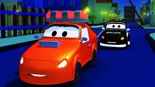 Мультфильм для детей - Авто Патруль: пожарная машина и полицейская машина в Автомобильный Город
