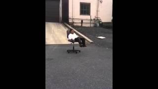 Crazy kid mooned riding chair