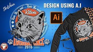 How to design T shirts | How to Make a T shirt design in Illustrator | Designing for Redbubble