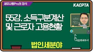 [2024년] [세무사랑Pro의 정석-법인세분야] 55강. 소득구분계산 및 근로자고용현황