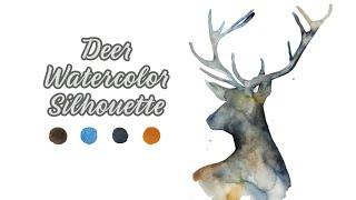 Watercolor Deer Silhouette tutorial for beginners - 15 minute watercolors