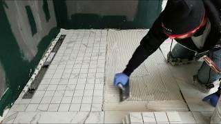 How to install shower floor tiles with linear drain