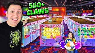 The CLAW MACHINES Never END at this Huge Arcade! (Over 550+ Claws)