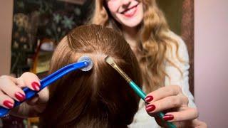 Sharp or Dull ASMR Scalp Check on mannequin head (scratching & hair brushing) whispered hair asmr