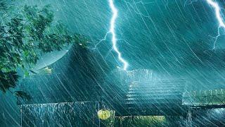 Stormy Night to Sleep Instantly  Terrible Hurricane Rain, Huge Thunder & Strong Wind Thunderstorm