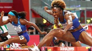 Nia Ali and Keni Harrison take gold and silver in huge 100m hurdle upset | NBC Sports