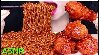 ASMR BLACK BEAN NOODLES + FRIED CHICKEN 시크릿 양념치킨 짜장 불닭볶음면 먹방 (EATING SOUNDS) NO TALKING MUKBANG