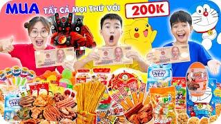 200K Mua Đồ Ăn Vặt Theo Màu Nhân Vật Speakerman, Pikachu Và Doraemon  Min Min TV Minh Khoa