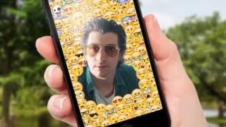 Alex Turner in a smartphone surrounded by emojis