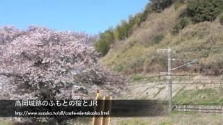 鈴鹿　高岡城跡のふもとのさくらとJR　2011年4月