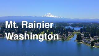 [4K] North Lake Tapps County Park, Bonney Lake, Washington by Drone - Mt. Rainier aerial footage