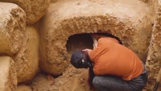 Build the perfect Survival and cozy shelter | Bushcraft log house, grass roof & clay fireplace