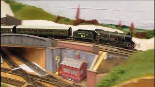 Buckland Junction Loft Model Railway 198. Railway scenery on two sections and a train running sessio