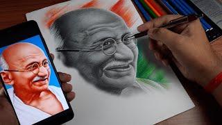 Mahatma Gandhi drawing,  Pencil sketch of Mahatma Gandhi 