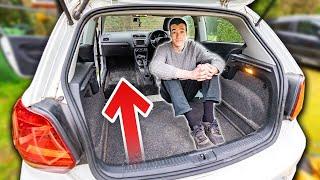 Converting My Tiny Car Into A Camper - Seat Removal - There's so much space!