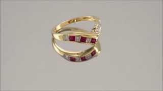 9ct Gold Diamond And Ruby Wishbone Ring - D8208