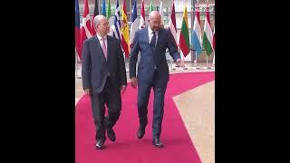 Palestinian PM Mohammad Mustafa meets with European Council President Charles Michel in Brussels