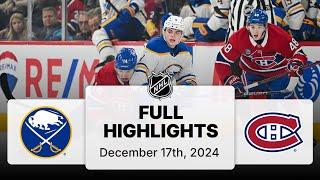 NHL Highlights | Sabres vs. Canadiens | December 17, 2024