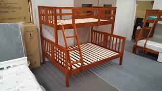 Holly Double Bunk Bed Solid Hardwood Antique Oak Colour Malaysian Made