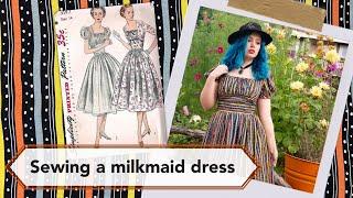 Sewing a Vintage 1950s Milkmaid Dress | Vintage sewing project + sew with me