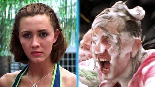 Madeline Zima goes through a carwash and gets sprayed with foam