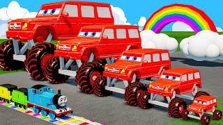 Big & Small Red Vizor Monster Truck VS Thomas The Tank Engine | BeamNG.drive