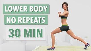 30-MIN INTENSE LOWER BODY WORKOUT - NO JUMPING, NO REPEATS