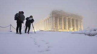 Athens Blanketed in Snow 2021