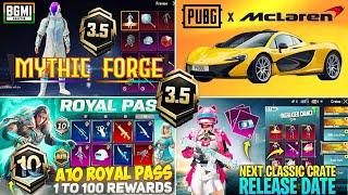 BGMI NEXT CLASSIC CRATE | Next Mythic Forge Bgmi | McLaren Super Car 3.5 | A10 Royal Pass All Leaks