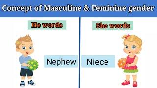 He & She words || Masculine (He) & Feminine (She) words || English Grammar