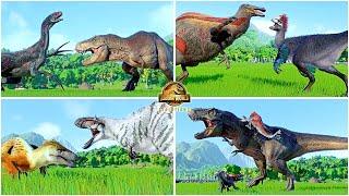 All Feathered Dinosaurs Battle Royale  Jurassic World Evolution 2 - JWE2 Fighting Animations, T-REX