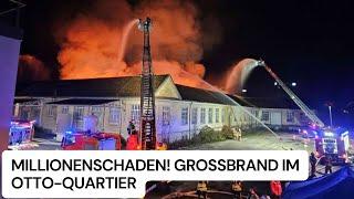 Großbrand im Otto-Quartier Wendlingen: Millionen-Schaden und Großeinsatz der Feuerwehr