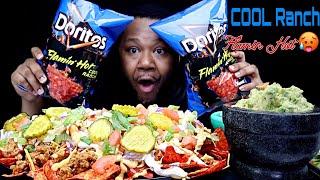 TACO TUESDAY NACHOS WITH NEW FLAMIN HOT COOL RANCH DORITOS | MUKBANG | FLAVAS BY DAME DASH