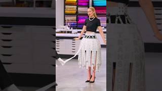 Gigi Hadid at Next in Fashion, with a machine skirt #gigihadid