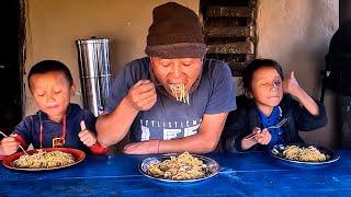 Having noodles by Bhumi & His family || A village family vlog ||